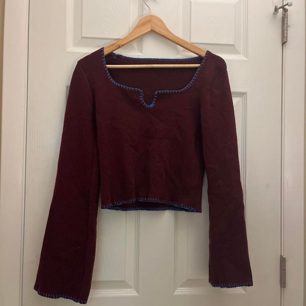 Shein Women's Burgundy and Purple Jumper